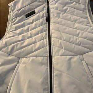White Quilted Vest with Black Zipper